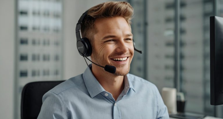 Leonardo_Kino_XL_A_cheerful_agent_wearing_a_headset_managing_a_1 Leonardo_Kino_XL_A_cheerful_agent_wearing_a_headset_managing_a_1