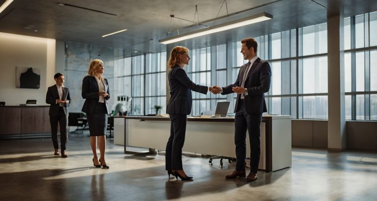 Leonardo_Kino_XL_An_HR_professional_bridging_a_glowing_connect_0